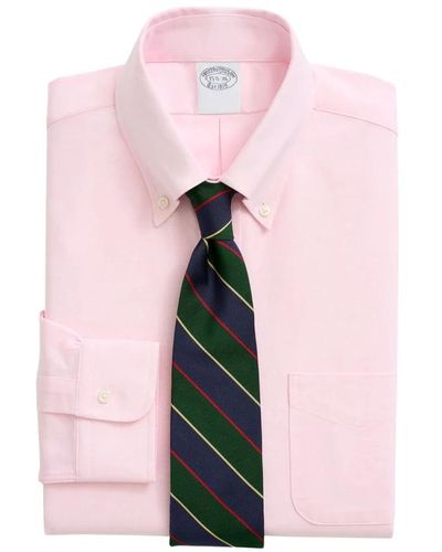 Brooks Brothers Rosa regular fit oxford hemd mit button-down kragen,weißes regular fit oxford hemd mit button-down-kragen - Pink