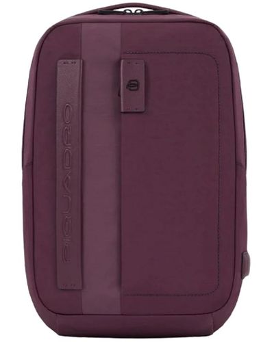Piquadro Borsa bucket e zaino viola con scomparto per laptop e ipad