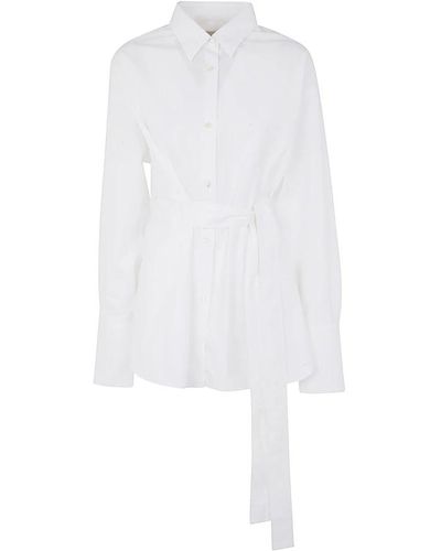 Studio Nicholson Camicia bianca con cintura annodata - Bianco