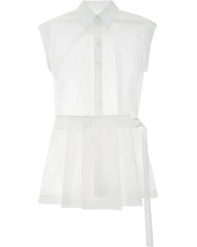 Helmut Lang Pleated Mini Shirt Dress - White