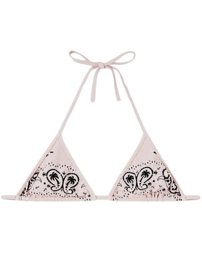 Palm Angels Top de bikini paisley triángulo - Blanco