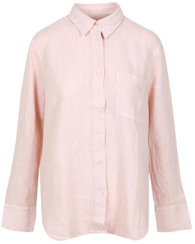 Roy Rogers Lino cuello camisa manga larga botón - Rosa
