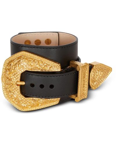 Balmain Western-armband aus leder und goldfarbenem metall - Mettallic