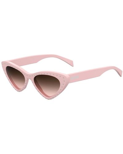 Moschino Stilvolle sonnenbrille in rosa und braun,rote rahmen sonnenbrille mit grauer linse - Pink