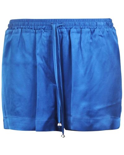 Ottod'Ame Shorts de raso con cintura elástica y cierre frontal de cremallera - Azul