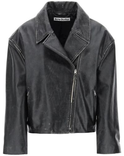 Acne Studios Vintage giacca di pelle with distressed effect - Nero