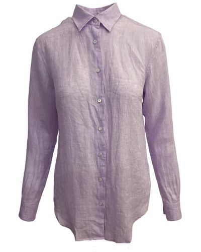 Xacus Camisa de lino lavanda con detalle de botón - Morado
