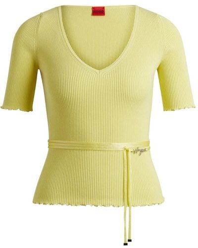 BOSS Round-Neck Knitwear - Yellow