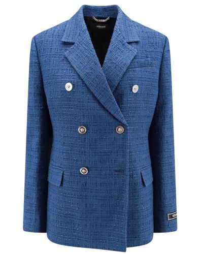 Versace Blazer de tweed con lentejuelas - Azul