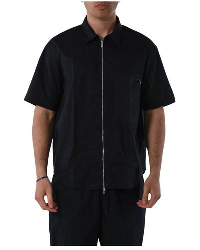 Armani Exchange Baumwollhemd mit reißverschluss - Schwarz