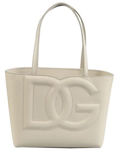Dolce & Gabbana Shopper avorio con dettaglio logo - Neutro