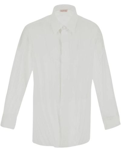 Valentino Weiße plissierte bluse mit langen ärmeln