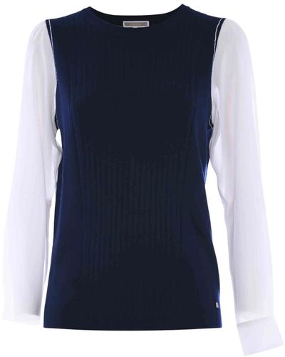 Kocca Maglione a maniche stile camicia a doppio strato - Blu
