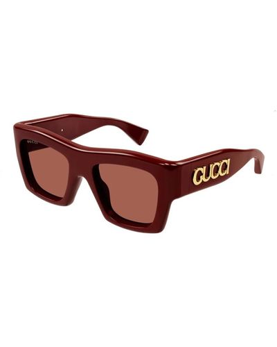 Gucci Quadratische sonnenbrille lido-kollektion - Rot