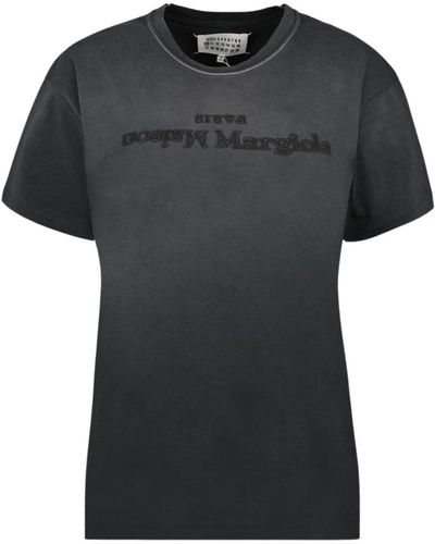 Maison Margiela Umgekehrtes logo rundhals t-shirt - Schwarz