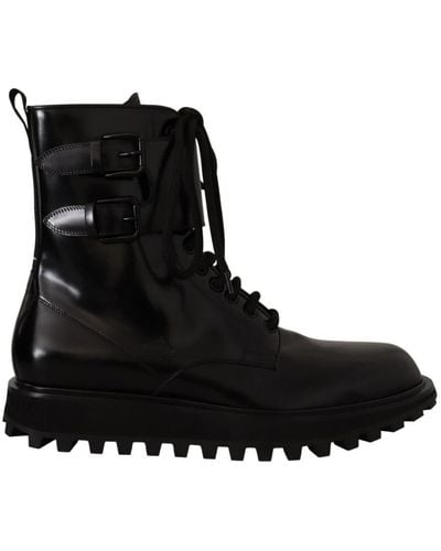 Dolce & Gabbana Elegant Leather Ankle Boots - Black