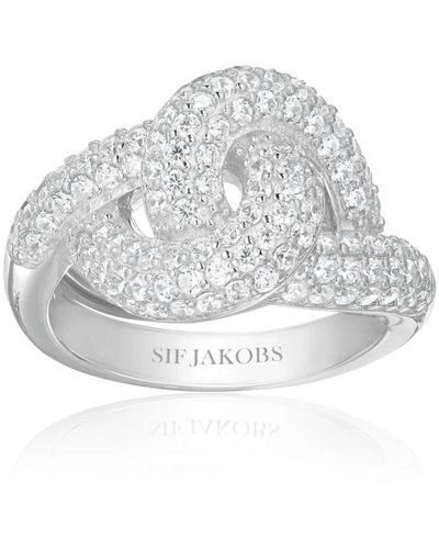 Sif Jakobs Jewellery Elegante anello in argento con pietre cz - Bianco