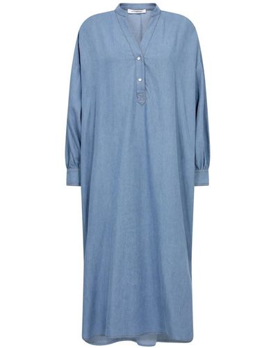 co'couture Denim tunika-kleid mit langen ärmeln - Blau