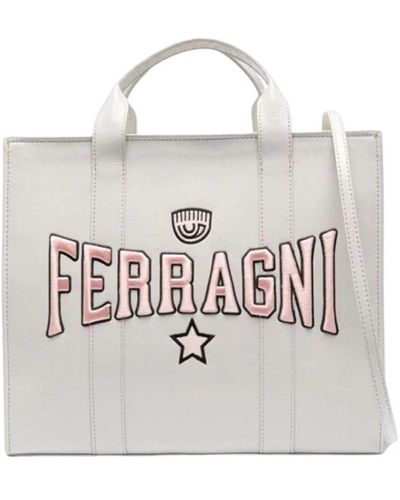 Chiara Ferragni Graue synthetische einkaufstasche - Weiß