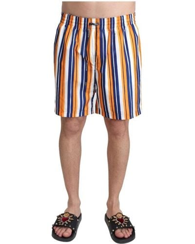 Dolce & Gabbana Multicolor Striped Beachwear Swimshorts