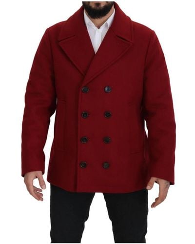 Dolce & Gabbana Double-Breasted Coats - Red