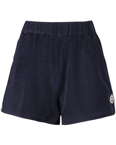 Moncler Oversized baumwoll-schwamm shorts - Blau