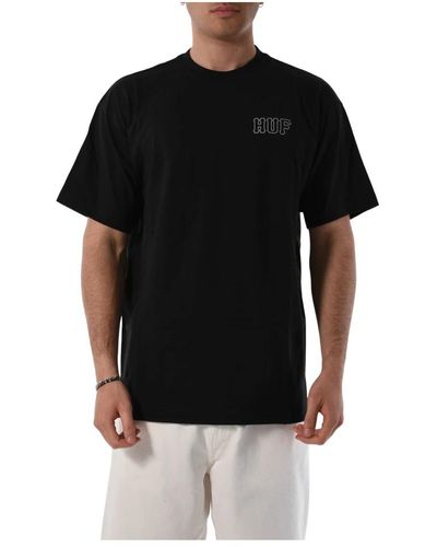 Huf Baumwoll t-shirt mit front- und rückendruck - Schwarz