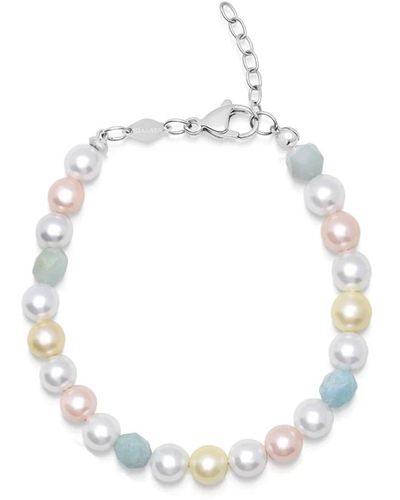 Nialaya Women`s pearl bracelet with faceted amazonite - Metallizzato
