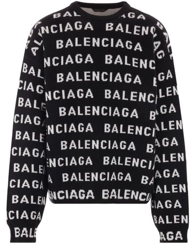 Balenciaga Round-Neck Knitwear - Black