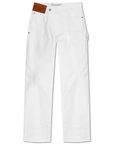 JW Anderson Jeans con cristales brillantes - Blanco