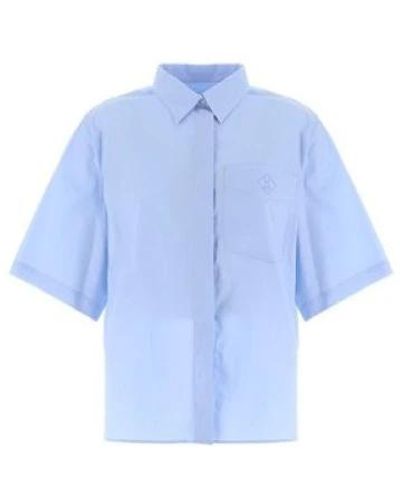 Herno Camisa de algodón de corte holgado con logo bordado - Azul
