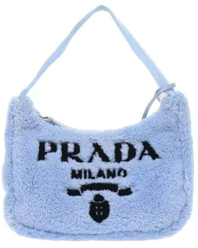 Prada Borsa prada re-edition in pelliccia blu usata