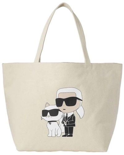 Karl Lagerfeld Iconica borsa shopper in tela - Bianco