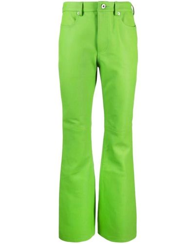 JW Anderson Pantaloni in pelle verde a zampa