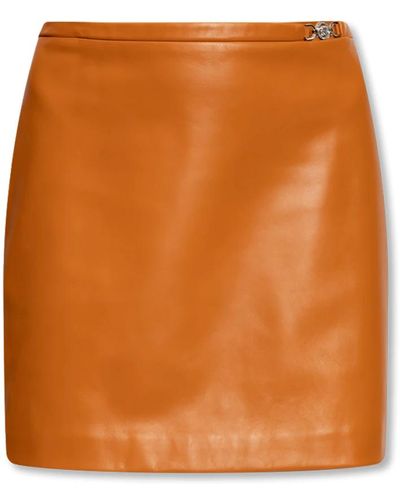 Versace Falda de cuero - Naranja