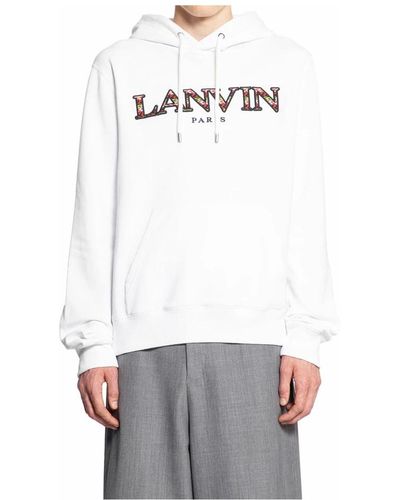 Lanvin Paris logo hoodie mit curb lace - Weiß
