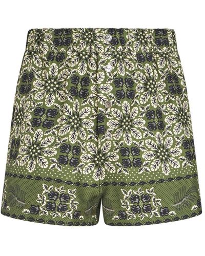 Etro Grüne seiden-shorts mit medaillonmuster