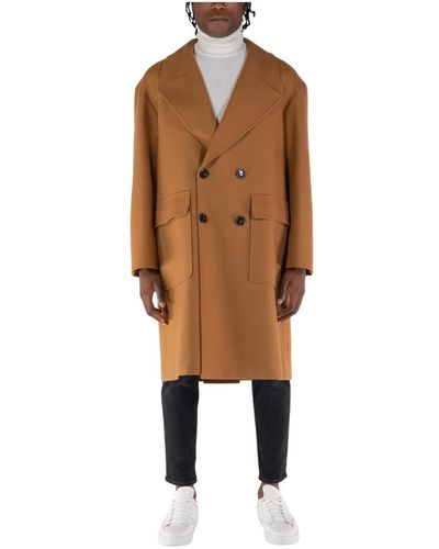 PT Torino Double-Breasted Coats - Brown