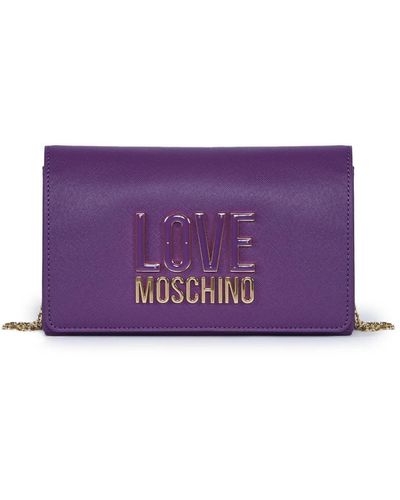Love Moschino Lila umhängetasche mit metall-logo