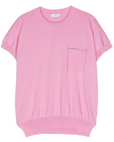 Peserico Rosa gestrickter pullover mit monili-kette - Pink