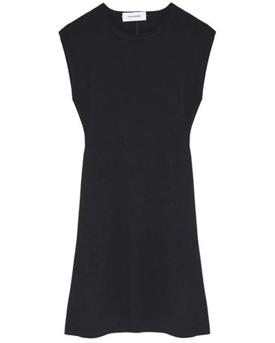 Yves Salomon Short Sleeveless Dress In Stretch Knit - Black