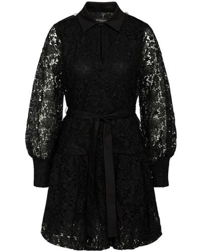 Bruuns Bazaar Vestido de encaje negro con mangas abullonadas