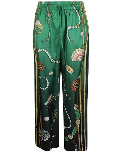 Casablancabrand Pantaloni da pigiama in seta scatola dei gioielli - Verde