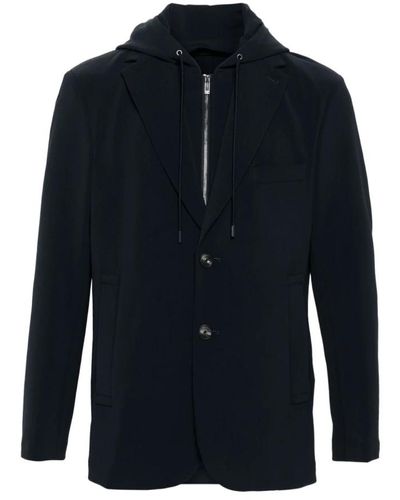 Emporio Armani Blaue schicht-hoodie-jacke