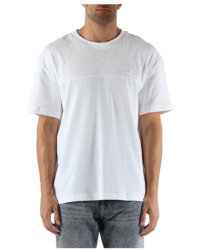 Calvin Klein Kontrastpanel baumwoll t-shirt - Weiß