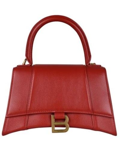 Balenciaga Rote körnige leder hourglass handtasche
