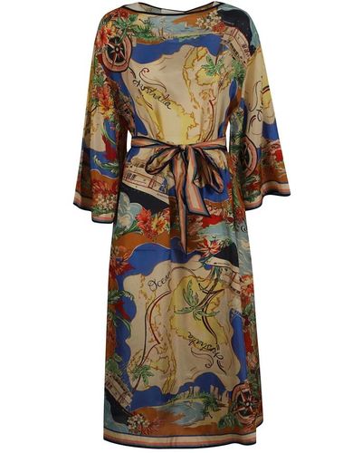 Zimmermann Vestido de seda con mapa náutico - Multicolor