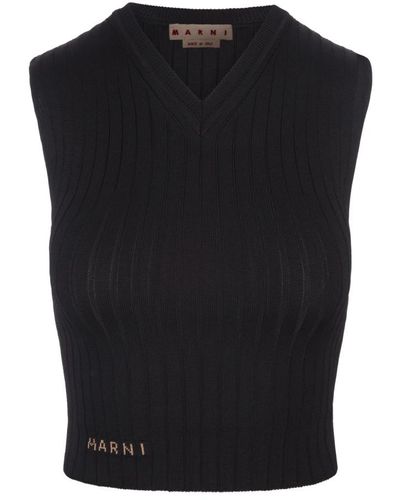 Marni V-neck knitwear - Negro
