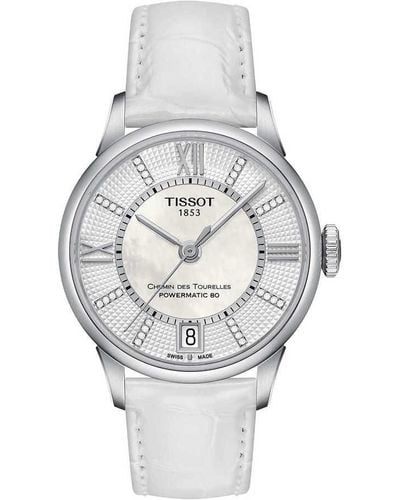 Tissot Donna t0992071611600 t-classic chemin des tourelles powermatic 80 lady automatic mother of pearl dial diamond i - Bianco