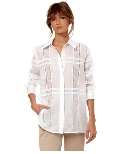 Max Mara Camisa bordada geométrica tequila blanco